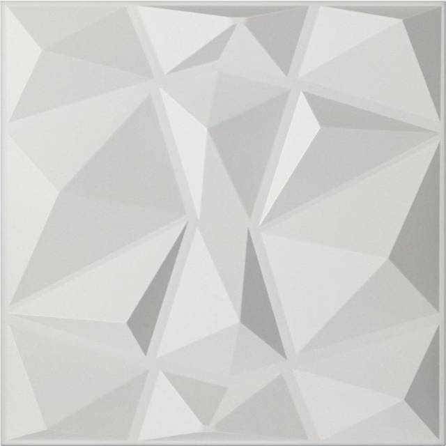 "Art3d 19.7""""""""x19.7"""""""" (Pack Of 12) Wall Panel 3D Pyramid  White"