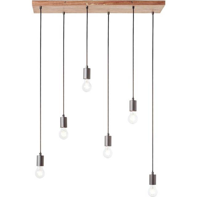 Endon 101684 Stellan 6 Light Pendant Oak Stained Plywood &amp; Anthrac
