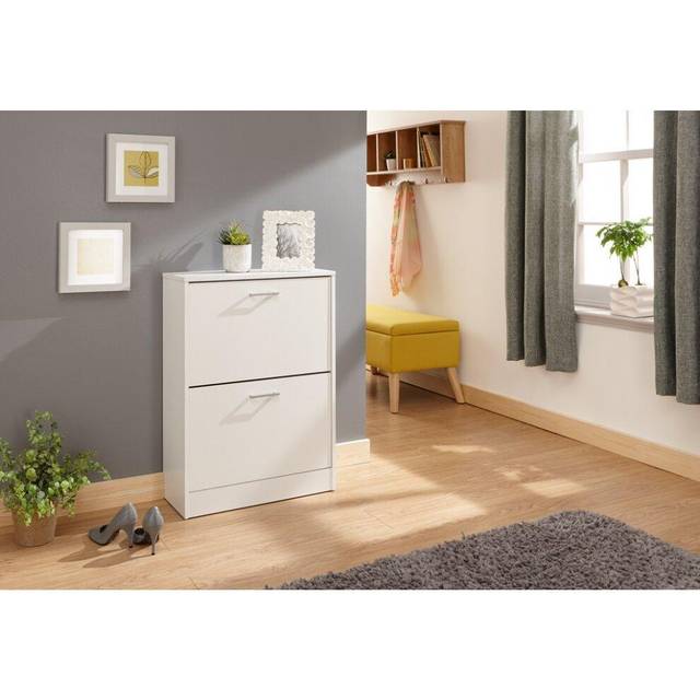 Stirling Two Tier Shoe Cabinet - White
