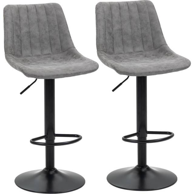 HOMCOM Set Of 2 Microfiber Bar Stools - Grey
