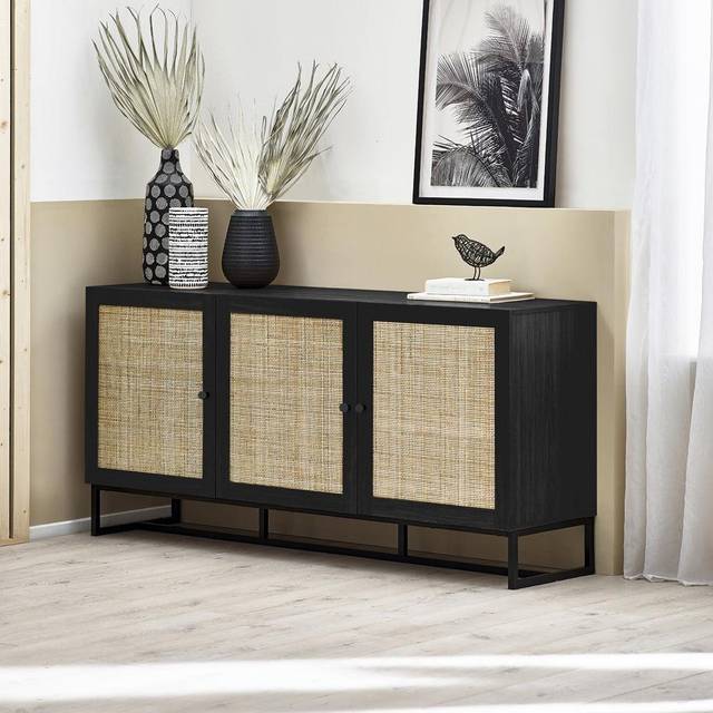 Julian Bowen Padstow 3 Door Sideboard - Black