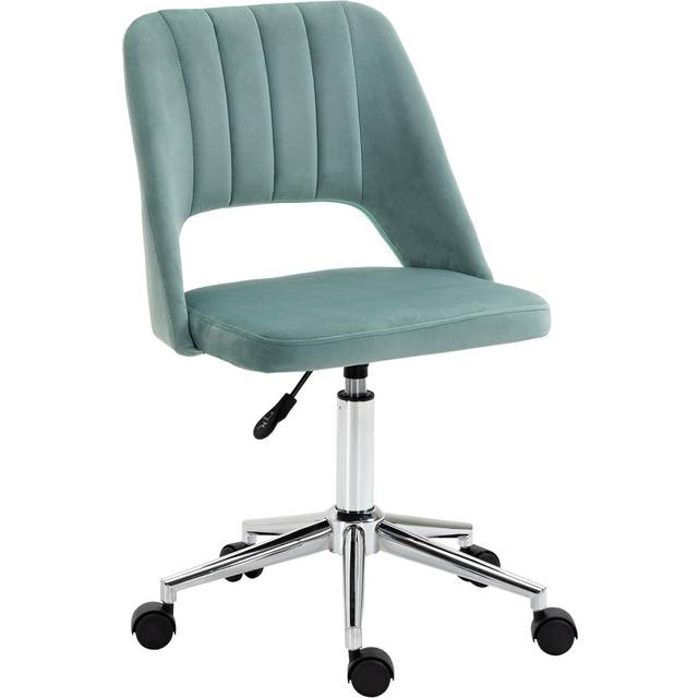 Vinsetto Mid Back Office Chair Velvet Fabric Swivel Scallop Shape Computer Desk Chair For Home Study Bedroom Green