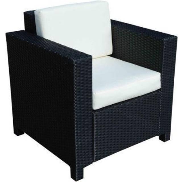 Outsunny 1 Seater Rattan Garden All-weather Wicker Weave Single Sofa Armchair With Fire Resistant Cushion - Black