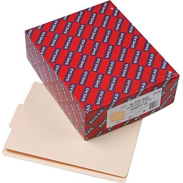 Smead End Tab File Folder  Shelf-Master Reinforced 1/3-Cut Tab Center Position  Letter Size  Manila  100 per Box (24136)