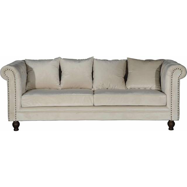 Venture Home Velvet 3-Sits Soffa Beige/Natur