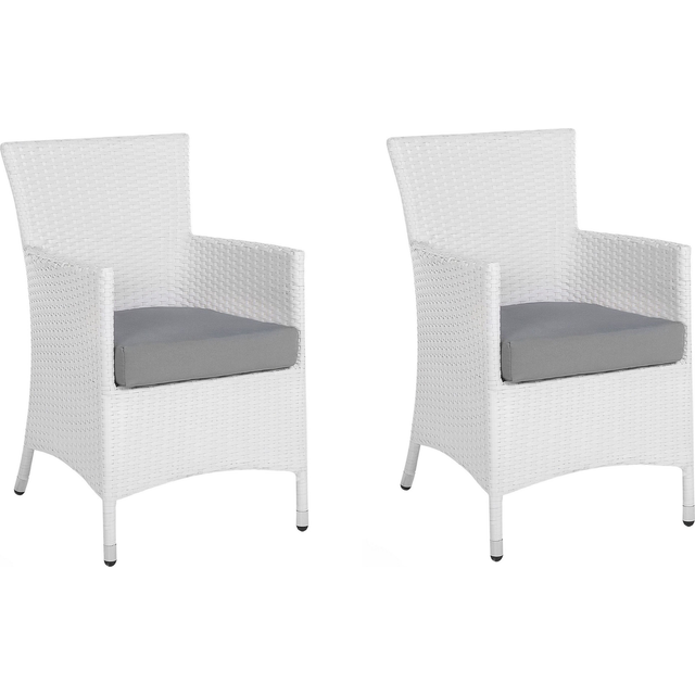 Set of 2 Garden Chairs with Cushions ITALY PE Rattan White