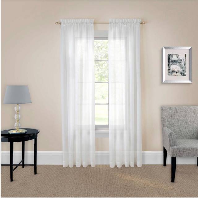 Pairs to Go Victoria Voile Modern Sheer Rod Pocket Window Curtains for Living Room 2 Panels  59 in x 63 in  White