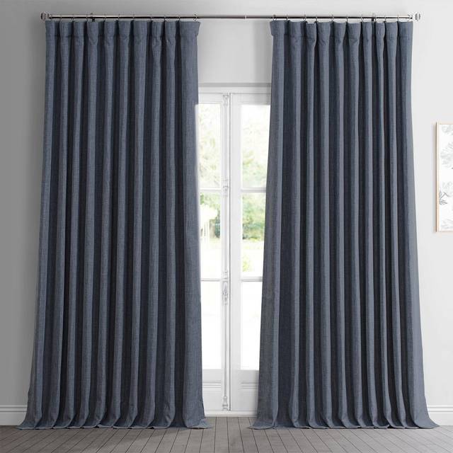 HPD Half Price Drapes Faux Linen Room Darkening Curtains - 84 Inches Long Extra Wide Luxury Linen Curtains for Bedroom & Living Room (1 Panel), 100W