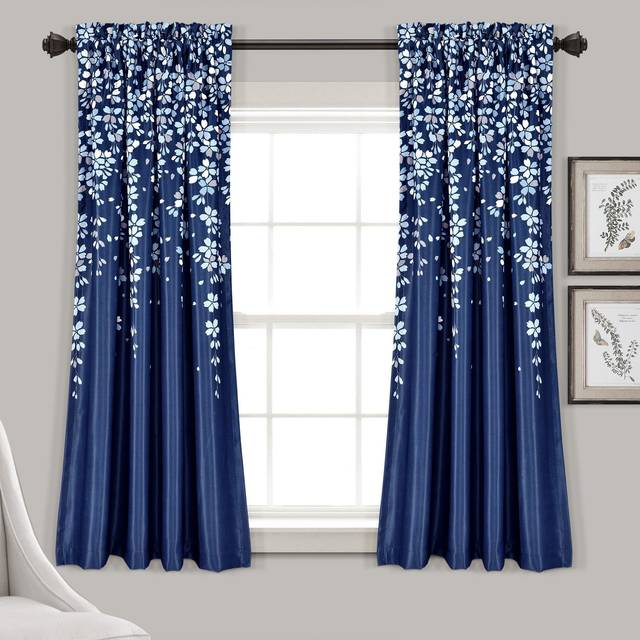 Lush Decor Weeping Flower Room Darkening Window Curtain Panel Pair  Na