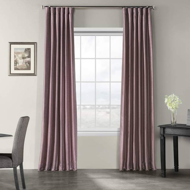 HPD Half Price Drapes Room Darkening Curtains for Bedroom Vintage Textured Faux Dupioni Silk Curtains for Living Room (1 Panel)  50 X 108  Smokey Plum