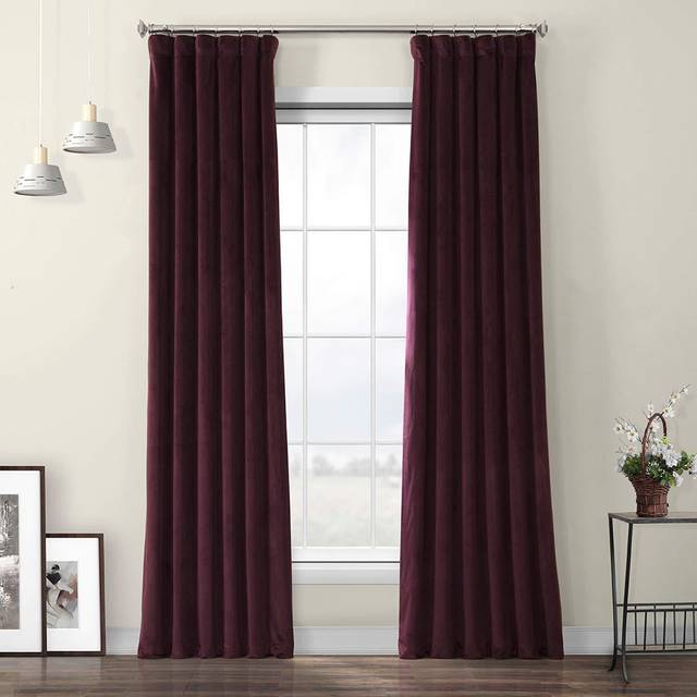 HPD Half Price Drapes Heritage Plush Velvet curtains for Bedroom  Living Room 50 X 84  VPYc-190162-84 1 Panel Winter Plum