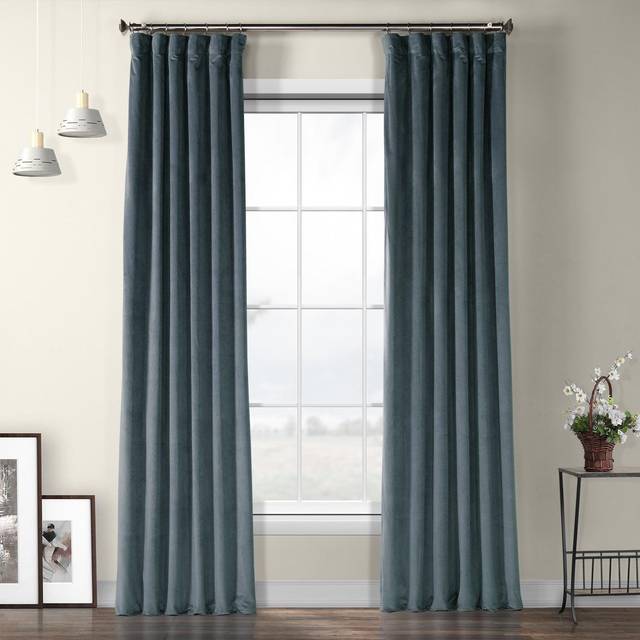 HPD Half Price Drapes Heritage Plush Velvet curtains for Bedroom  Living Room 50 X 96  VPYc-161258-96 1 Panel London Blue