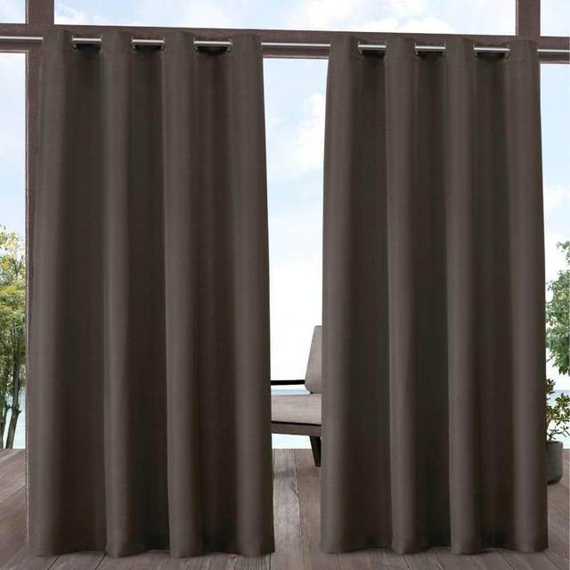 TOWN & COUNTRY BASICS Cabana Solid GT Indoor/Outdoor Light Filtering Grommet Top Curtain Panel Pair  54x96  Chocolate