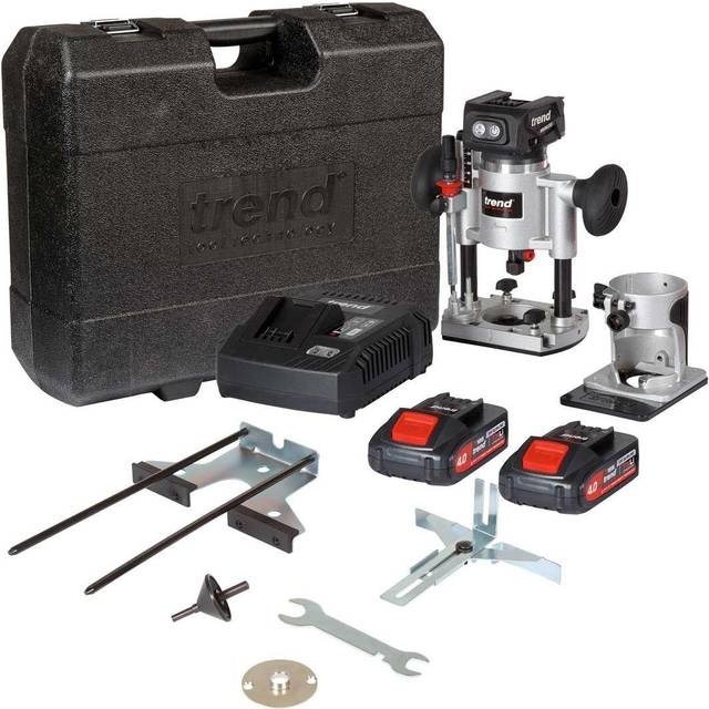 18v cordless brushless workshop router (inc x2 4ah batteries) black