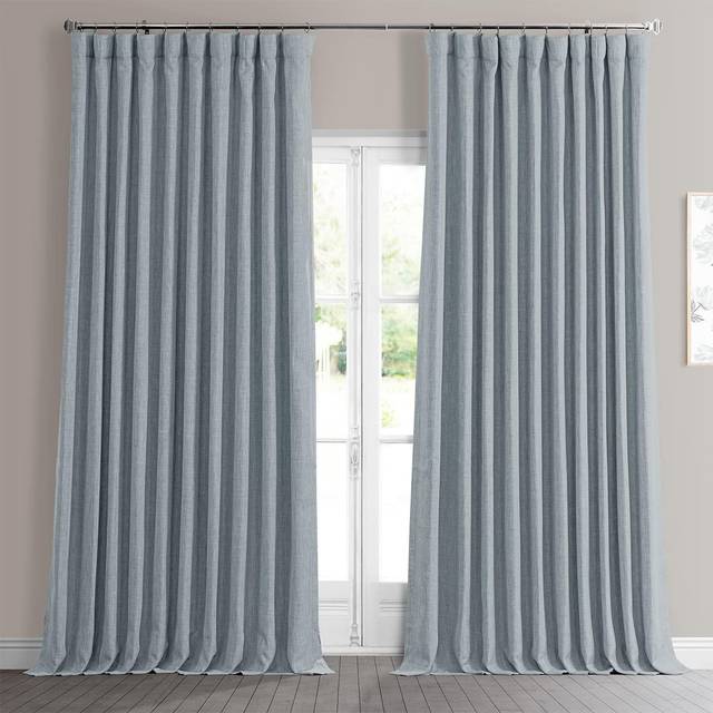 HPD Half Price Drapes Faux Linen Textured Room Darkening Curtains for Bedroom 84 Inches Long 1 Panel  100W X 84L Extra Wide Cu