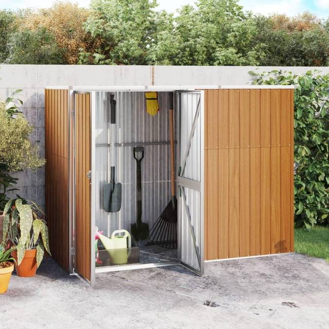 vidaXL Garden Tool Shed Brown 225x89x161 cm Galvanised Steel