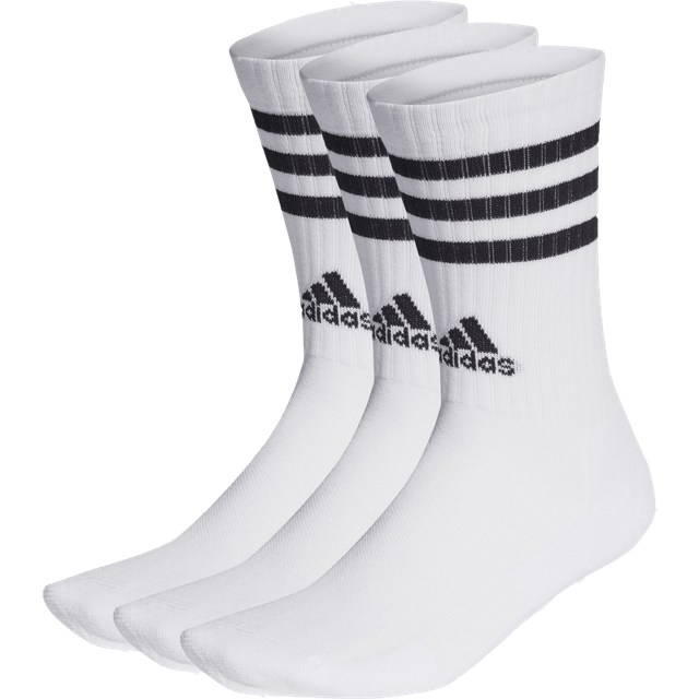 adidas Core SPW Crew 3 Pack Socks - White/Black - 8/5-10