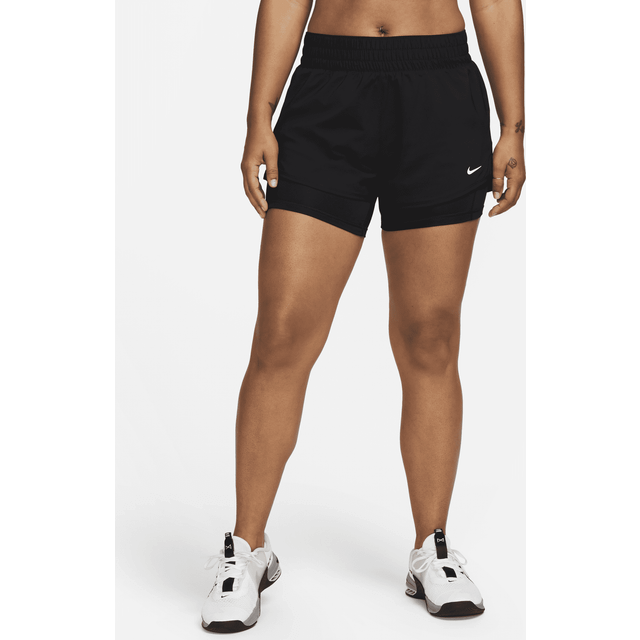 Nike One Dri-Fit Mid-Rise 2-in-1 Shorts Dam M Svart 3 Tum för Löpning