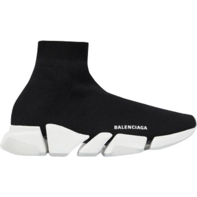 Balenciaga - Speed 2.0 Logo-print Glittered Stretch-knit High-top Sneakers - Black - IT 34
