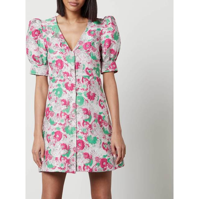 Ganni Floral-Jacquard Mini Dress - EU 34/UK 6 - Pink