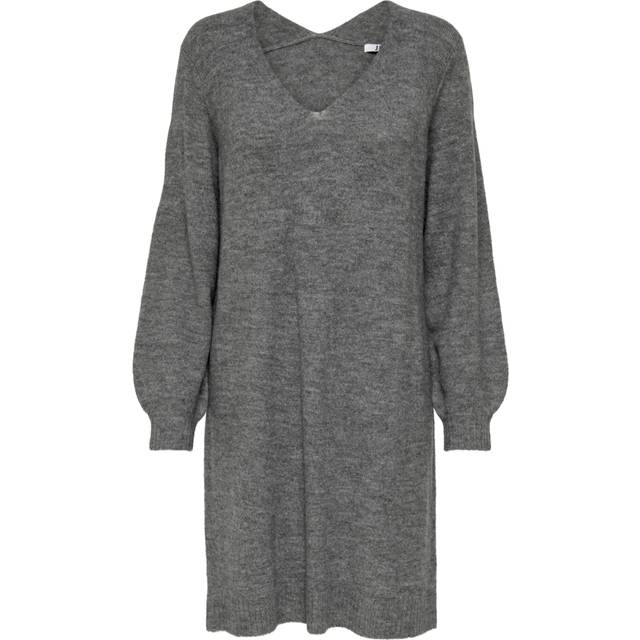 JdY Elanora L/S V-Neck Dress Dark Grey Melange