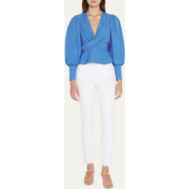 Carly Kick Flare Raw Hem Ankle Jeans - WHITE - 23