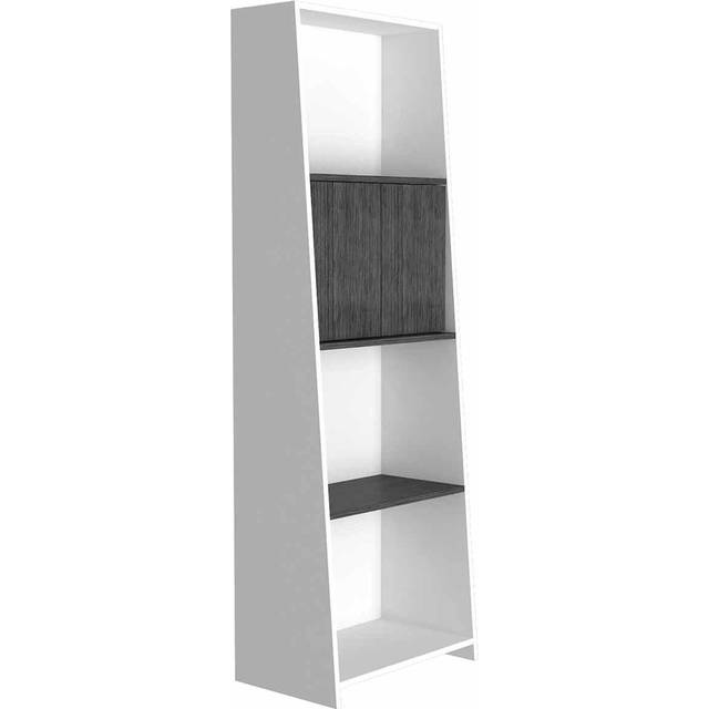 Dallas bookcase with doors - White with carbon grey