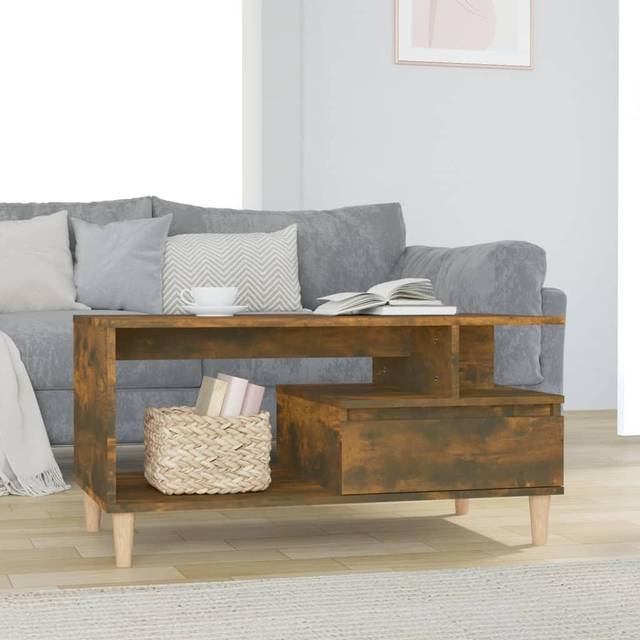 vidaXL Coffee Table Smoked Oak 90x49x45 cm Engineered Wood - Brown