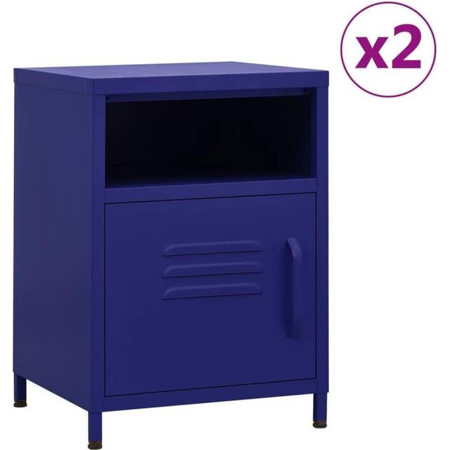 vidaXL Nightstands 2 pcs Navy Blue 35x35x51 cm Steel