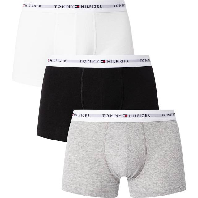 Men's Tommy Hilfiger 3 Pack Mens Contrast Trunks - Grey - Size: 35/34/32/9.5/13/12.5/12/11.5/11/9/16/15.5/15/14.5/14/13.5/10.5/10