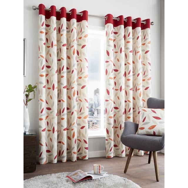 Beechwood Eyelet Curtains - Red - 90w X 72d (229x183cm) - Fusion
