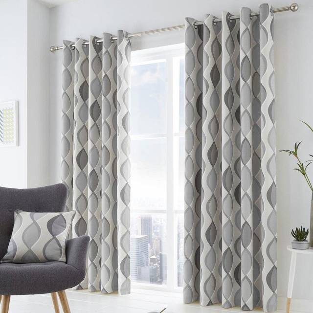 "Lennox Eyelet Curtains Grey 66"" x 90"""