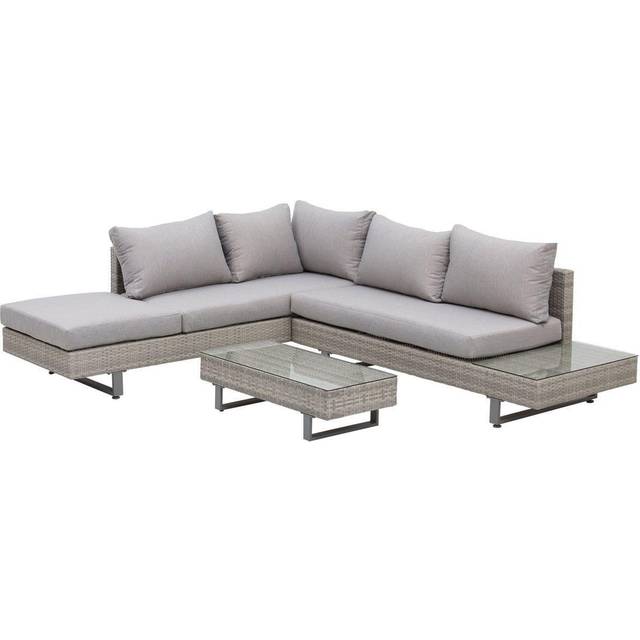 Outsunny Rattan Wicker Corner Sofa Set - Light Grey | TJ Hughes