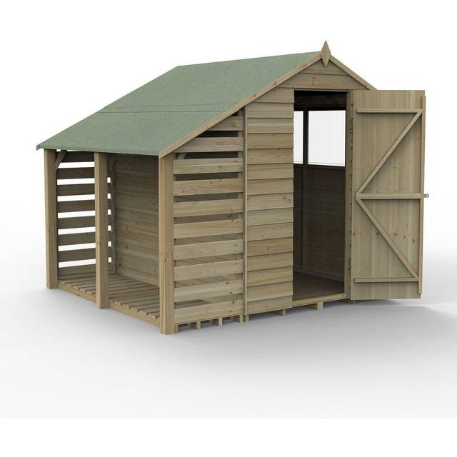 Forest Garden 5x7 Forest 4Life Overlap Apex Shed with Lean To - 5 x 7 Forest 4Life Overlap Apex Wooden Shed With Lean To - Delivery Only