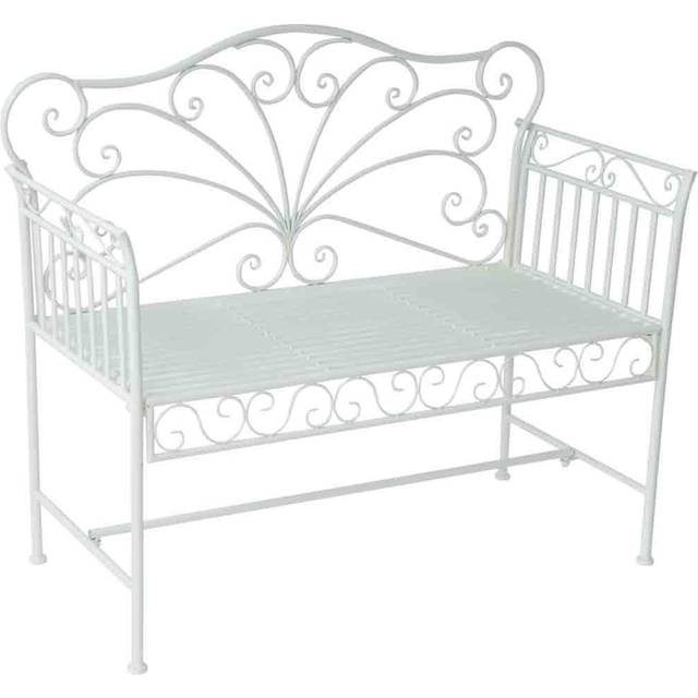 Outsunny Garden Bench Outdoor Furniture 2 Seater Patio Metal White