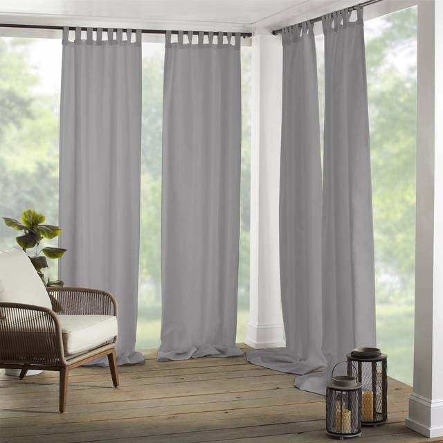 Elrene Home Fashions Matine väderbeständig bordsskiva inomhus/utomhus enfärgad gardinpanel för veranda, pergola, uteplats, däck, 132 cm B x 235 cm L, grå