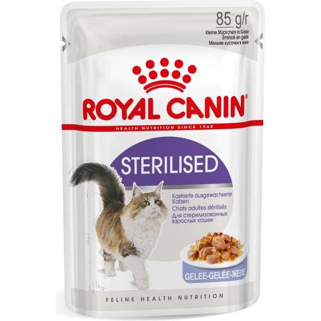 Royal Canin Sterilised i gelé våtfoder katt (85 g). Förpackning: 1 låda (12 x 85 g)