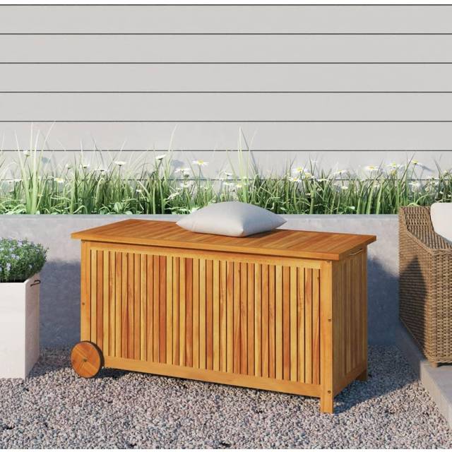 Vidaxl - Garden Storage Box with Wheels 113x50x58 cm Solid Wood Acacia
