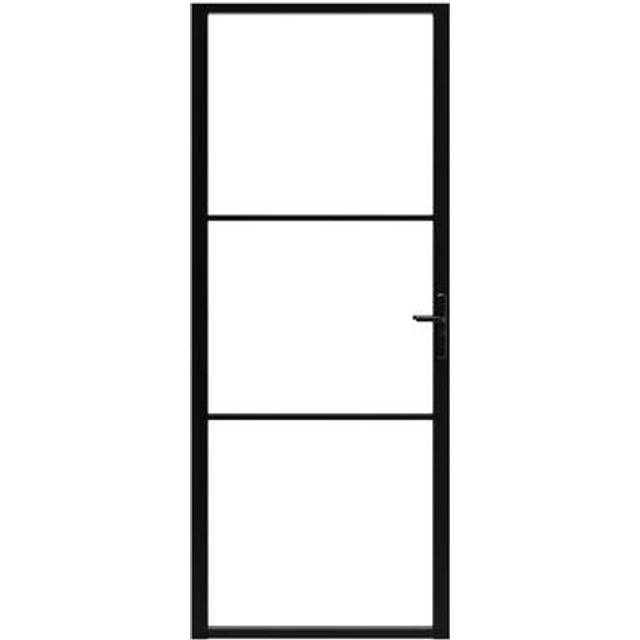 vidaXL Interior Door ESG Glass and Aluminium 93x201.5 cm Black