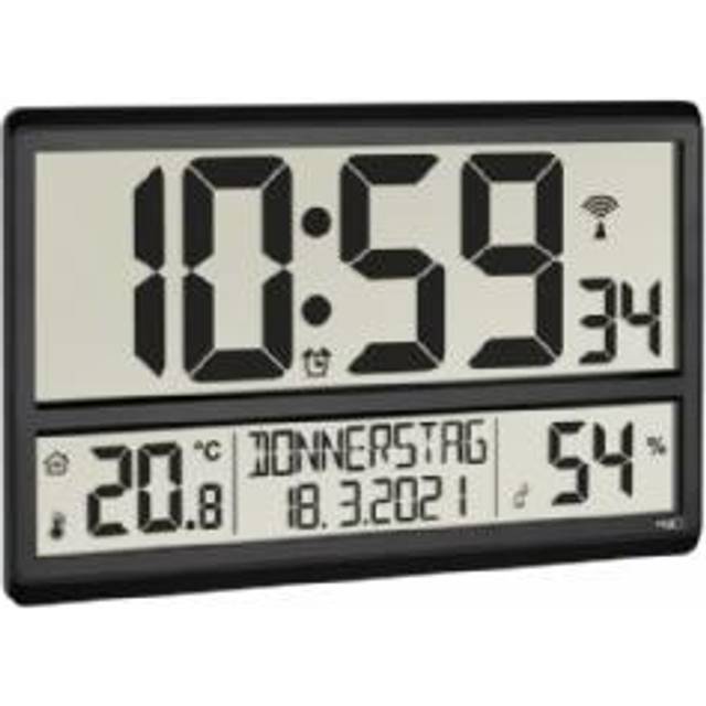 TFA Dostmann XL digital radioklocka, DCF-signalen kan stängas av, stor display, digital väggklocka med temperaturvisning, 60.4520.01
