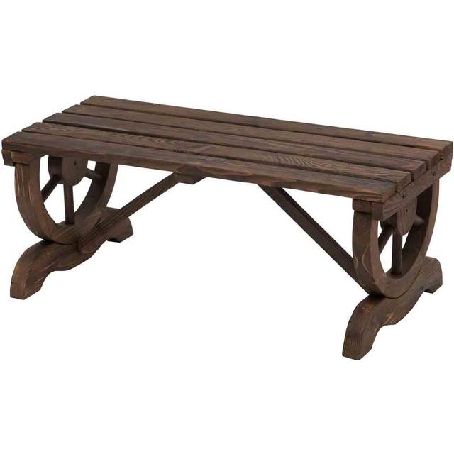 Outsunny Wooden Garden Stool/Bench - Brown | TJ Hughes