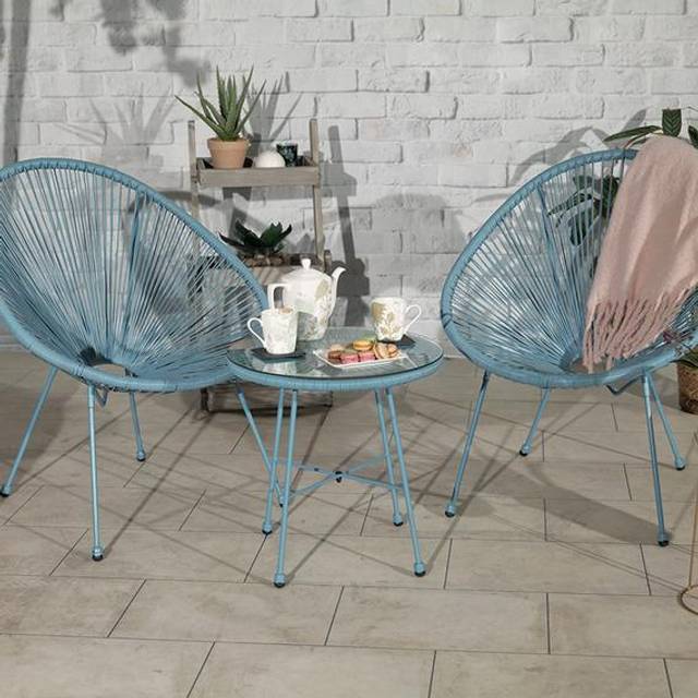 Royalcraft MONACO 3pc Egg Chair Set Blue 2