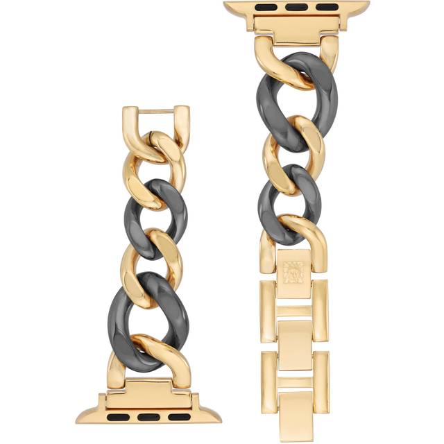 Anne Klein Women's Chain Link Bracelet Band for Apple Watch® in Black/Gold-Tone size 42/44/45/Ultra(49mm)