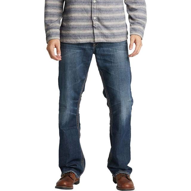 Silver jeans Co. Herrgordie lös passform raka ben jeans, mörk sandblästring, 32 W/32 L, Mörk sandblast, 32W / 32L