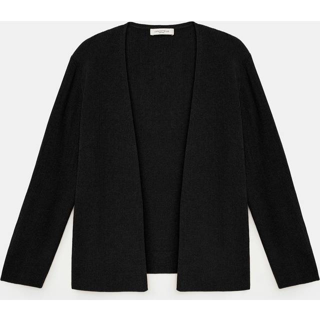 Cropped Open-Front Cardigan - BLACK - Medium