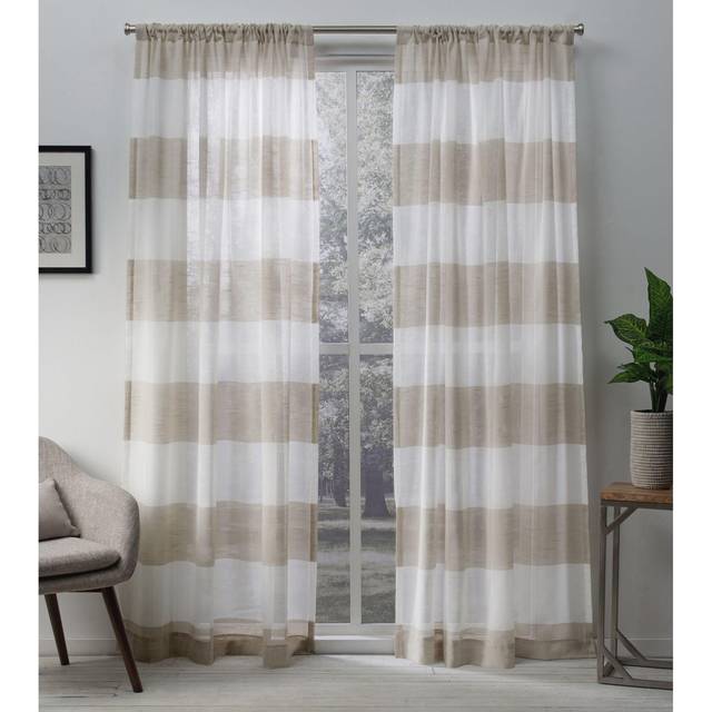 Exclusive Home Curtains Darma Light Filtering Semi-Sheer Linen Rod Pocket Curtain Panel Pair  50x96  2 Count