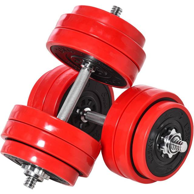 Homcom 30kg 2 In 1 Adjustable Dumbbells Weight Set, Black