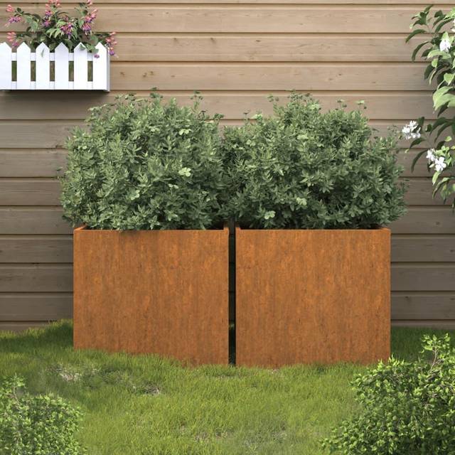 vidaXL Planters 2 pcs 42x40x39 cm Corten Steel - Brown