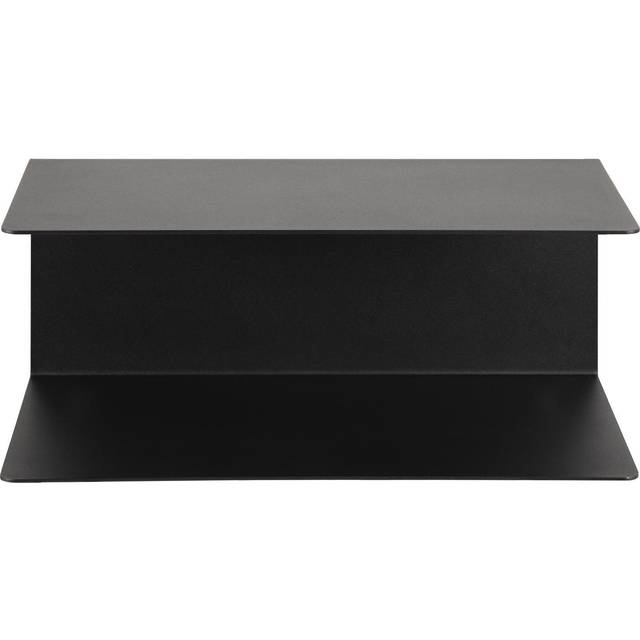 AC Design furniture Jeppe rektangulär vägghylla set om 2, minimalistisk vägghylla av svart metall med 2 hyllor, perfekt för vardagsrum, kontor, sovrum, kökshylla