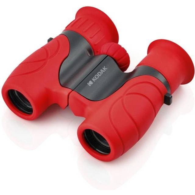 KODAK Barnkikare BCS100 - kompakt kikare för barn, mjukt gummi, ergonomiskt, 8X förstoring, rem och bärväska ingår - rött